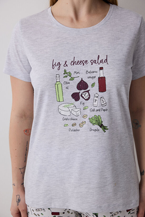 Salad Pamuklu  Gri Pantolon Pijama Takımı Salad Pamuklu  Gri Pantolon Pijama Takımı - 3