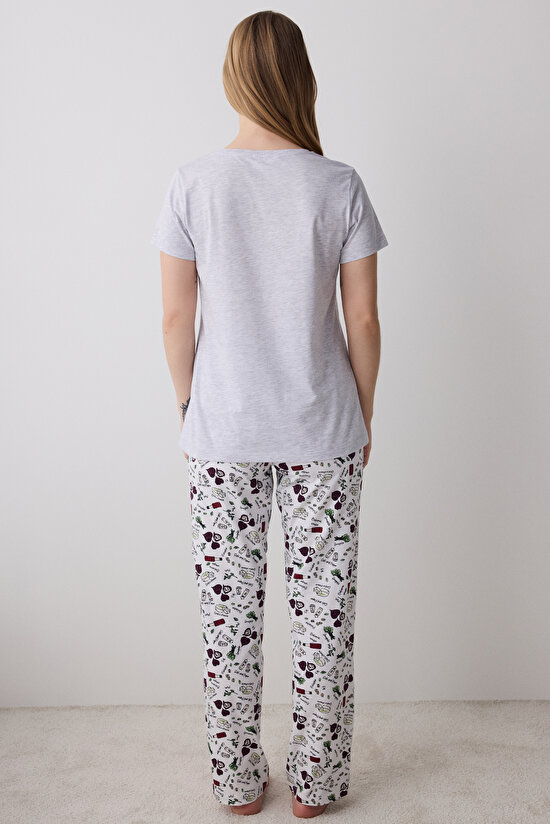 Salad Pamuklu  Gri Pantolon Pijama Takımı Salad Pamuklu  Gri Pantolon Pijama Takımı - 4