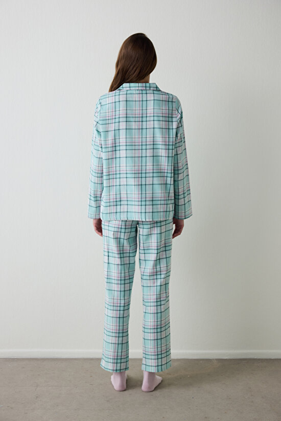 Mint Ellie Plaid Shirt Collar Long Sleeve Pajama Set Mint Ellie Plaid Shirt Collar Long Sleeve Pajama Set - 5