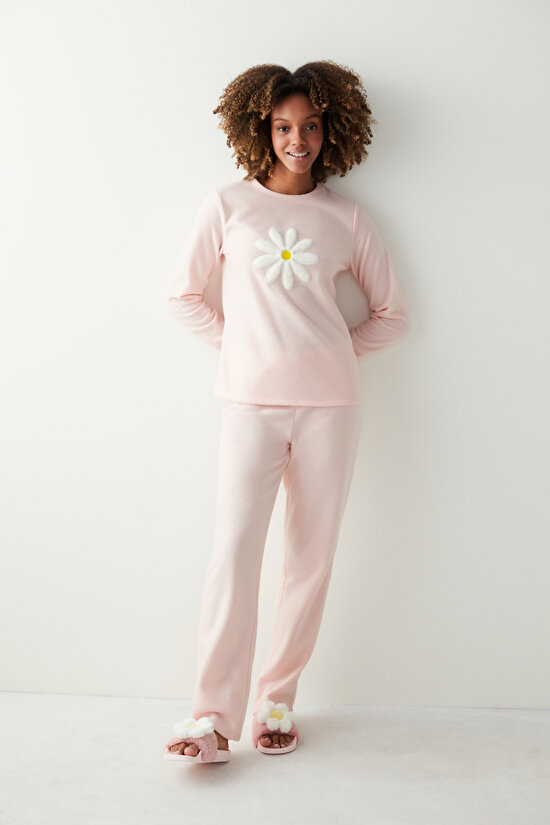 Happy Flower Polar Pijama Takımı - 4