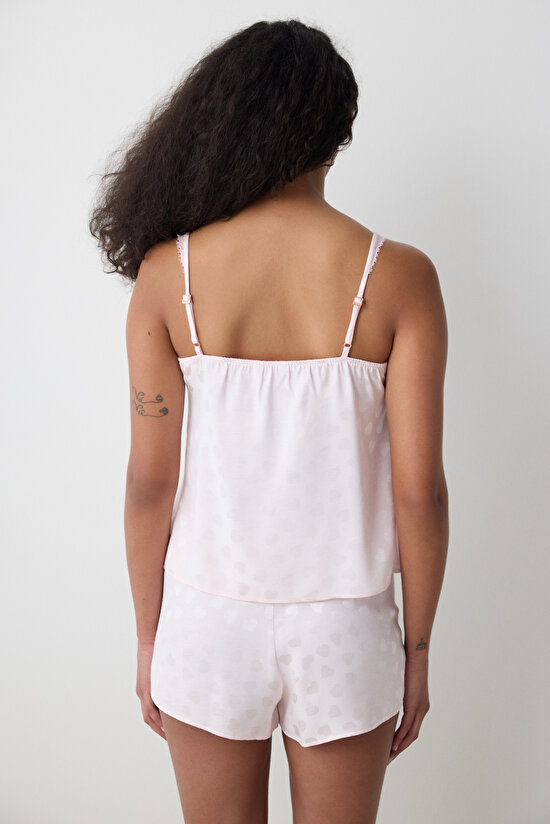 Pink Heart Saten Şortlu Pijama Takımı - Penti Loves Paris Koleksiyonu - 4