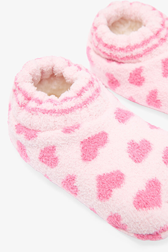 Pink Girls Heart Bear Patterned Non-Slip Sole Home Slippers - 3