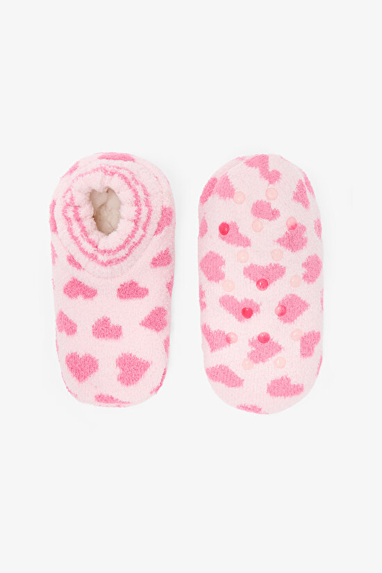 Pink Girls Heart Bear Patterned Non-Slip Sole Home Slippers - 4