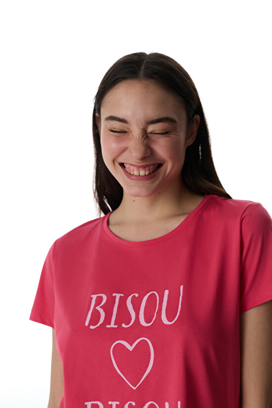 Fuchsia Pink Hearts Pants Pajama Set - 3