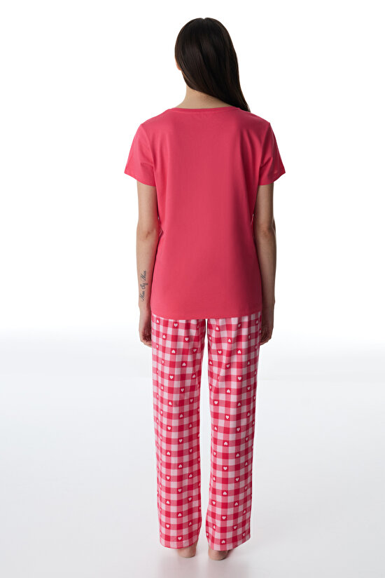 Fuchsia Pink Hearts Pants Pajama Set - 6