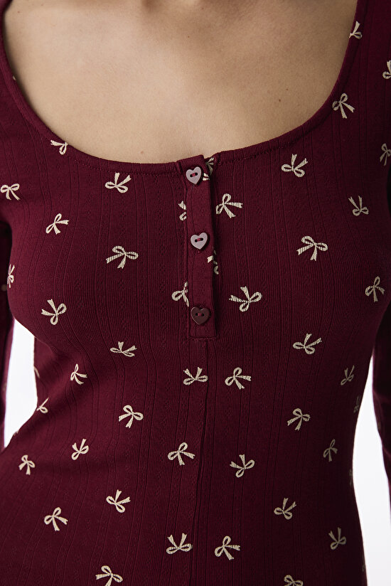 Bordo Cute Bows Pointel Tulum - 3