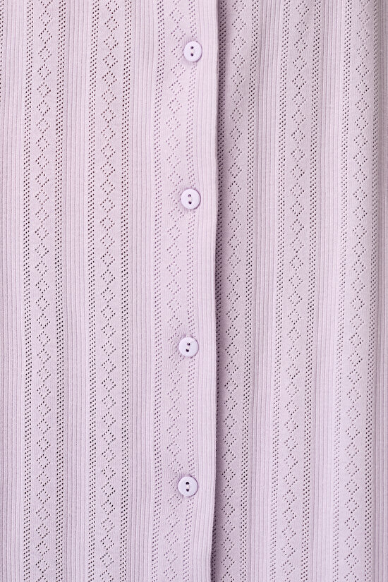 Lila Blossom Solid Pamuklu Gecelik - 5