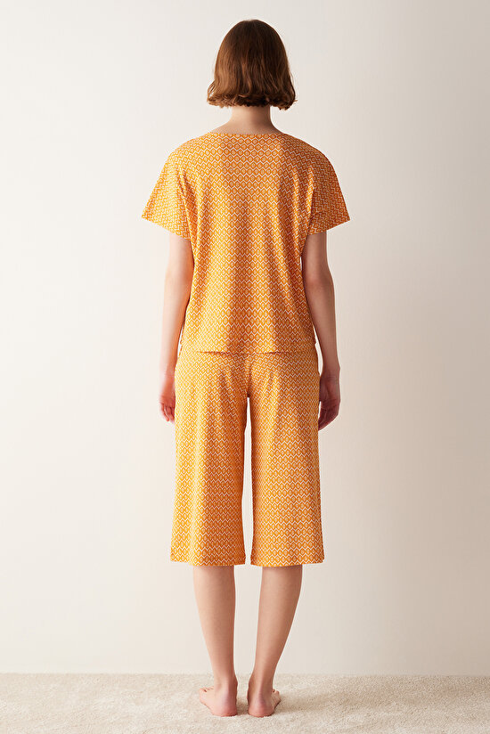 Flora Orange Sarı Kapri Pijama Takımı - 5