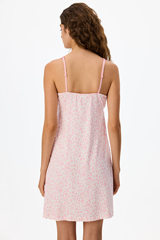 Pembe Leopar Dantelli Gecelik - 3