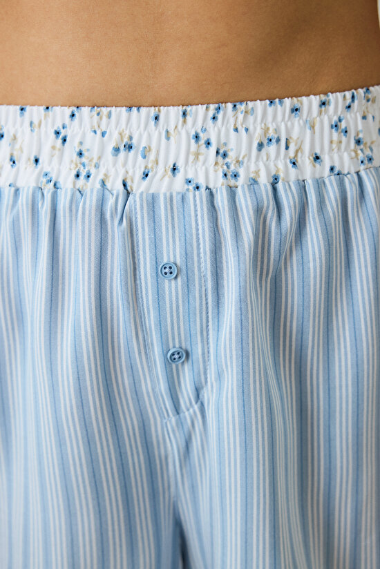 Açık Mavi Lilah Çizgili Şort Pijama Altı - 3