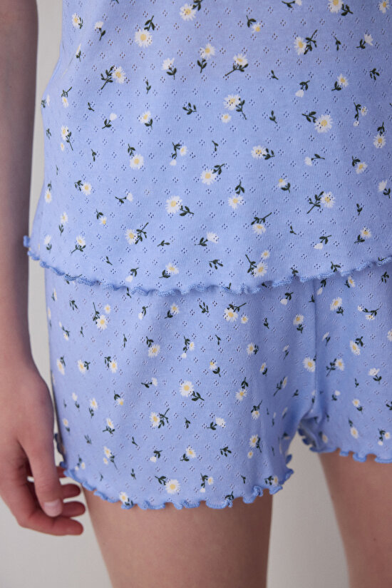Daisies Pointel Şortlu Açık Mavi Pamuklu Pijama Takımı Daisies Pointel Şortlu Açık Mavi Pamuklu Pijama Takımı - 3
