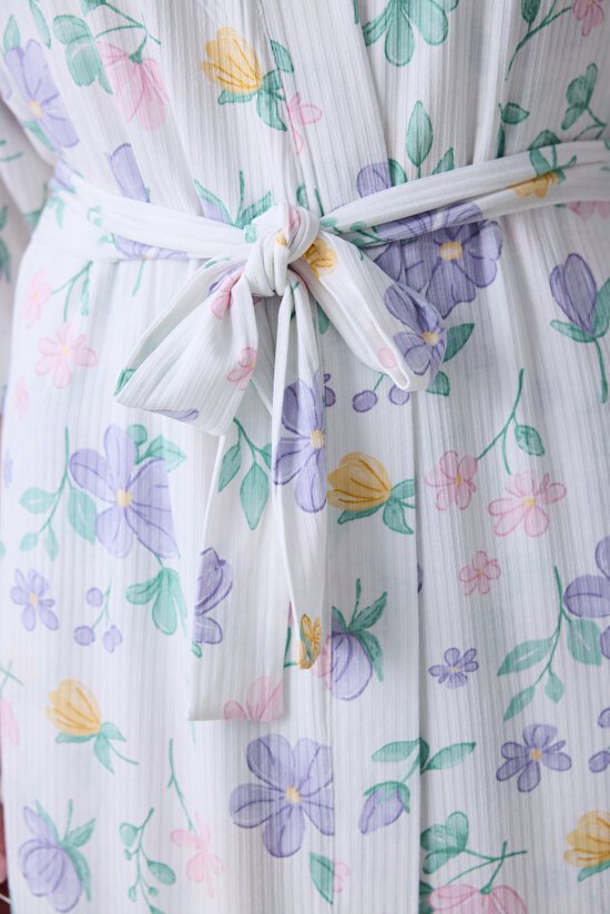 Love More Printed Çok Renkli Sabahlık - 3