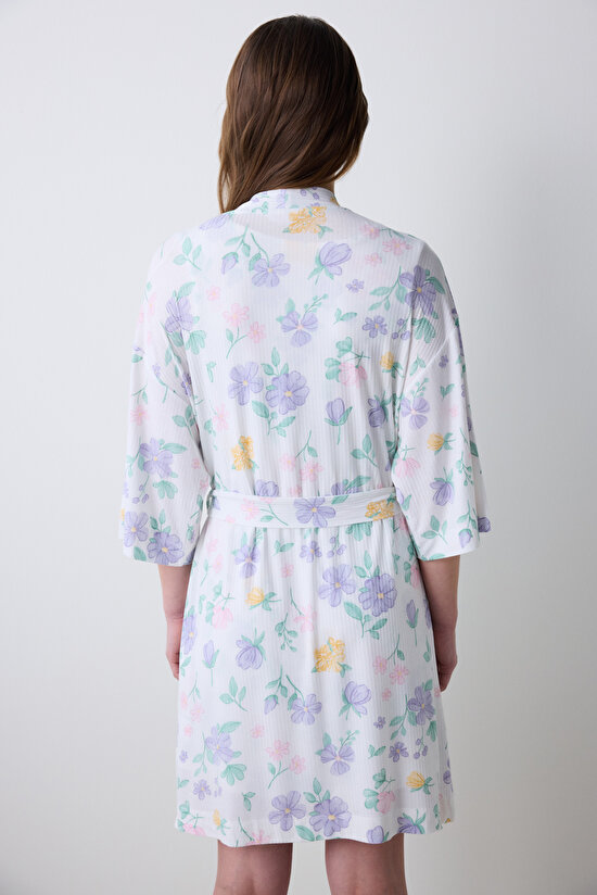 Love More Printed Çok Renkli Sabahlık - 4