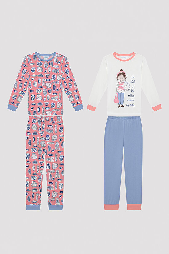 Kız Çocuk Ceramic Art Çok Renkli 2li Pijama Takımı - 1