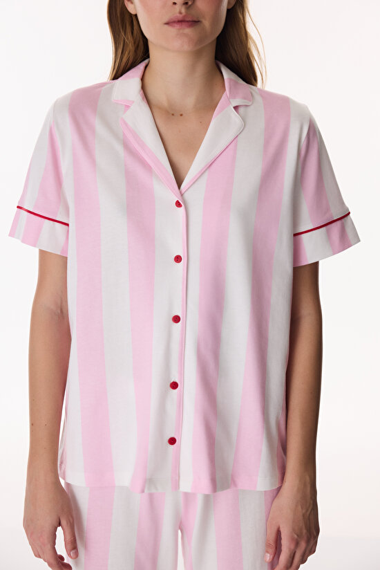 Pembe Happy Mood Gömlek Pantolon Pijama Takımı - 2