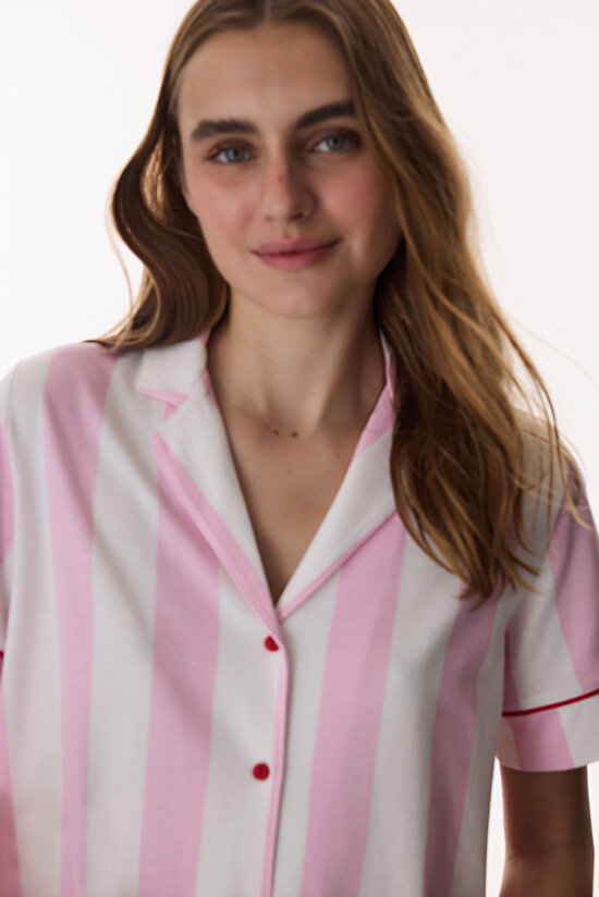 Pembe Happy Mood Gömlek Pantolon Pijama Takımı - 3