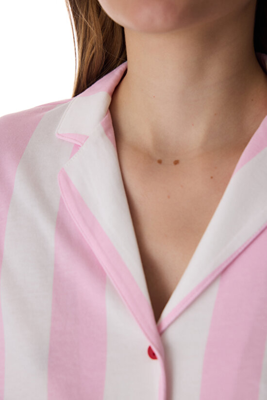 Pembe Happy Mood Gömlek Pantolon Pijama Takımı - 4