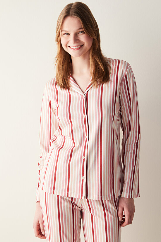 Colored Stripes Gömlek Pantolon Çok Renkli Pijama Takımı - 2