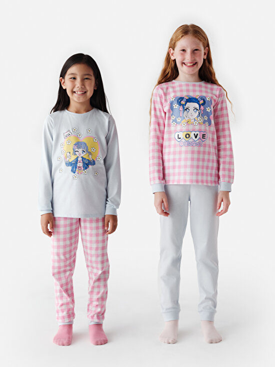 Kız Çocuğu Anime Daisy Desenli 2 li Pijama Takımı - 1
