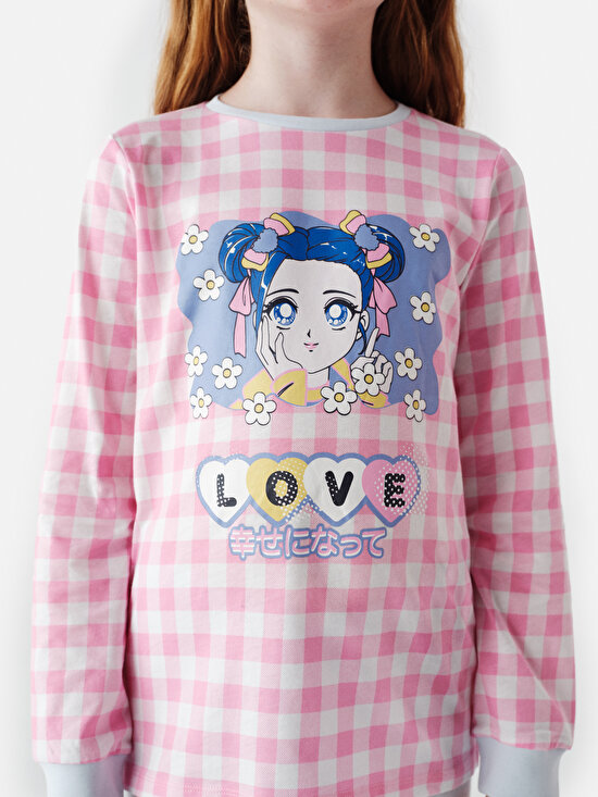 Kız Çocuğu Anime Daisy Desenli 2 li Pijama Takımı - 3