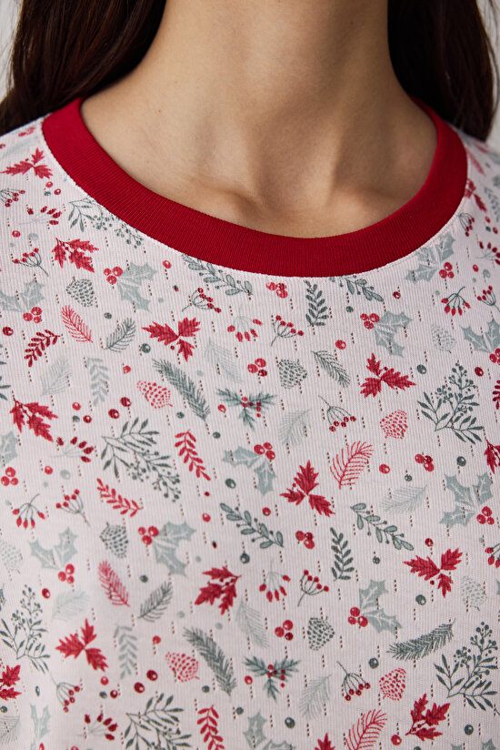 Açık Pembe Merry Season Bisiklet Yaka Uzun Kollu Termal Etkisi Pijama Takımı - 4