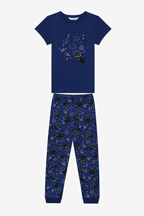 Erkek Çocuk Cat Galaxy Pamuklu 2li Çok Renkli Pijama Takımı - 5