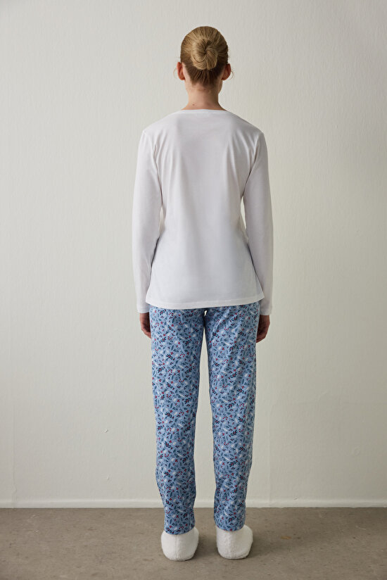 Cup of Tea Patterned V-Neck Long Sleeve Pajama Set Cup of Tea Patterned V-Neck Long Sleeve Pajama Set - 4