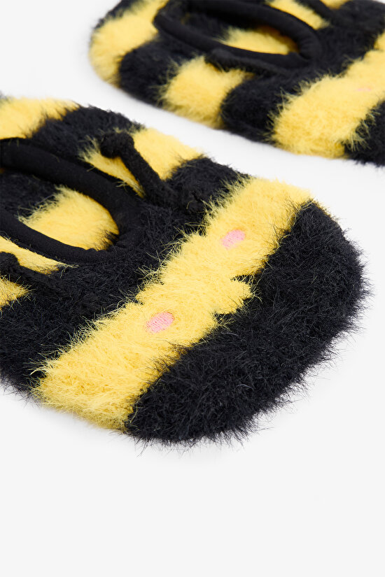 Siyah Erkek Çocuk Arı Desenli Aksesuarlı Kaymaz Tabanlı Ev Patiği - 3