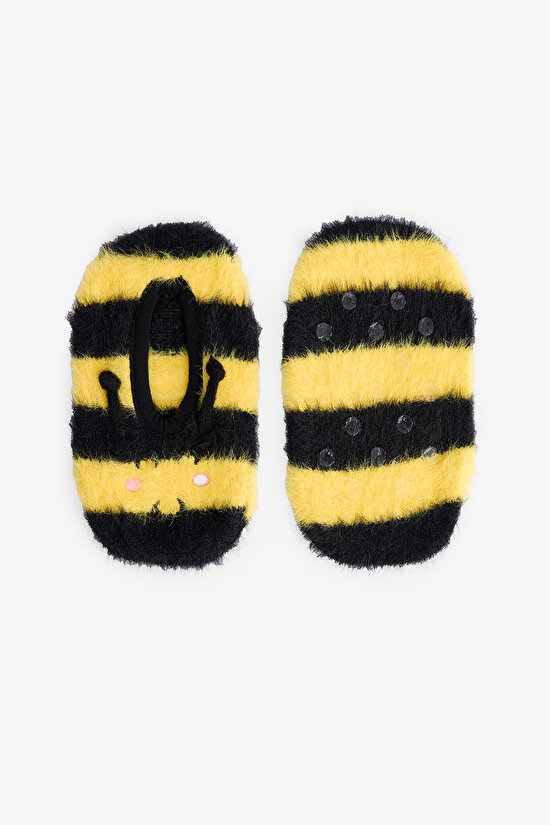 Siyah Erkek Çocuk Arı Desenli Aksesuarlı Kaymaz Tabanlı Ev Patiği - 4