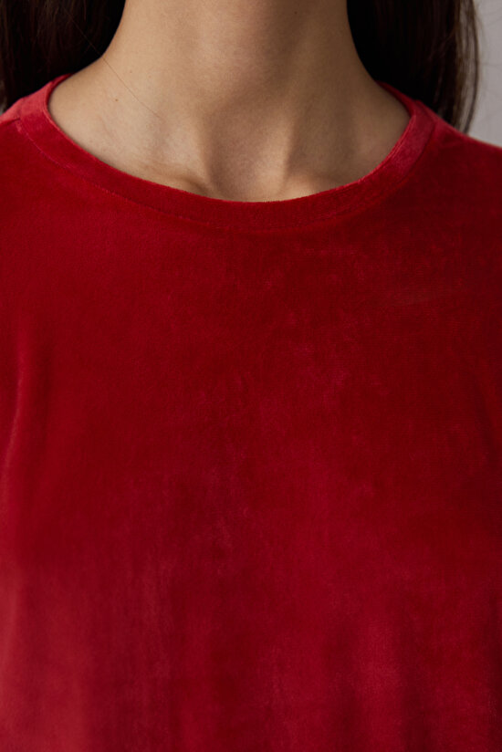 Kırmızı Comfy Time Bisiklet Yaka Ekoseli Pijama Takımı - 3