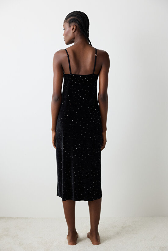 Party Velvet Black Dress - 5