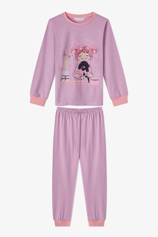 Kız Çocuk Pembe Season Fun Pamuklu Uzun Kollu 2'li Pijama Takımı - 2