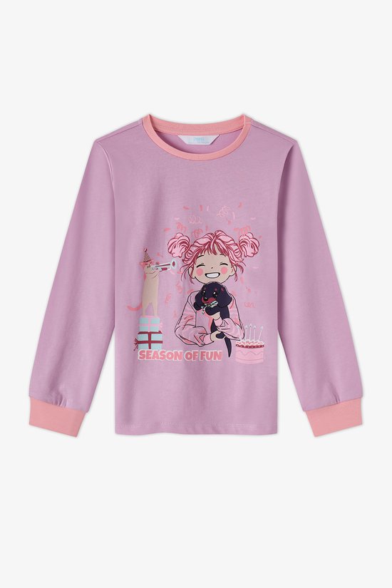 Kız Çocuk Pembe Season Fun Pamuklu Uzun Kollu 2'li Pijama Takımı - 3
