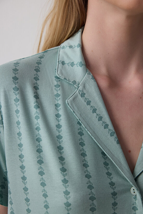 Mint Green Lenna Striped Shirt PJ Set Mint Green Lenna Striped Shirt PJ Set - 3