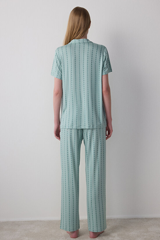 Mint Green Lenna Striped Shirt PJ Set Mint Green Lenna Striped Shirt PJ Set - 4