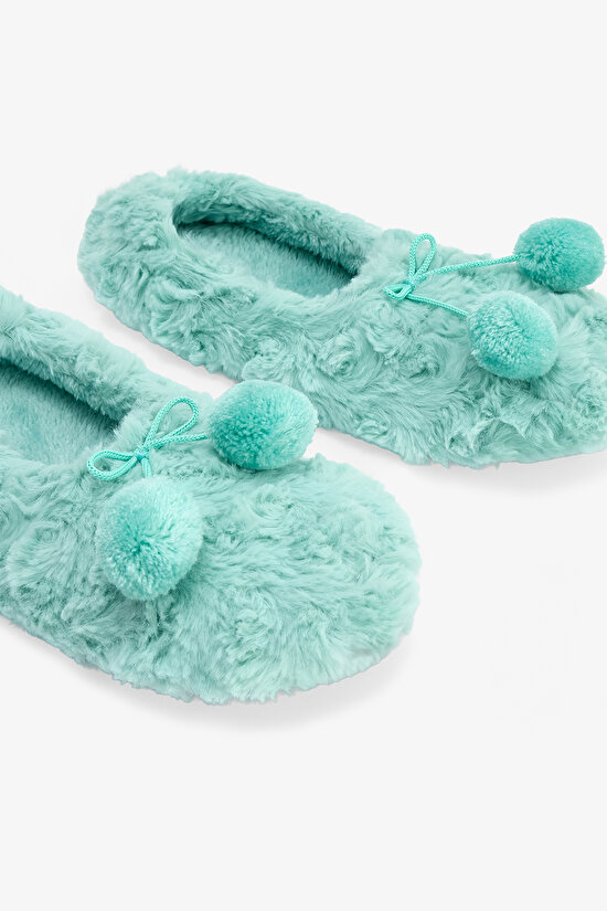 Açık Yeşil Cozy Ponponlu Ev Patiği - 3