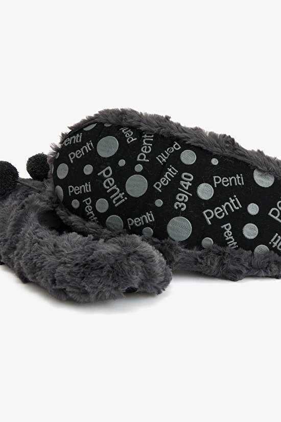 Gri Cozy Ponponlu Ev Patiği - 4