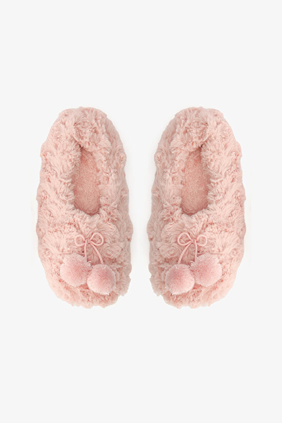 Pembe Cozy Ponponlu Ev Patiği - 1