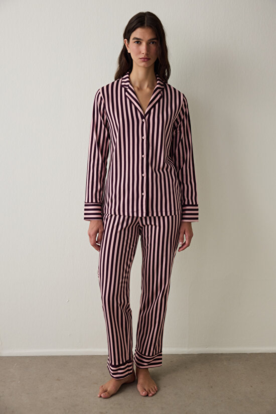 Pembe Puantiyeli Oversize Gömlek Yaka Pamuklu Pijama Takımı Pembe Puantiyeli Oversize Gömlek Yaka Pamuklu Pijama Takımı - 3