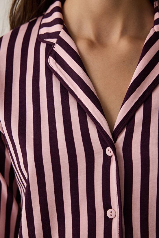 Pembe Puantiyeli Oversize Gömlek Yaka Pamuklu Pijama Takımı Pembe Puantiyeli Oversize Gömlek Yaka Pamuklu Pijama Takımı - 5