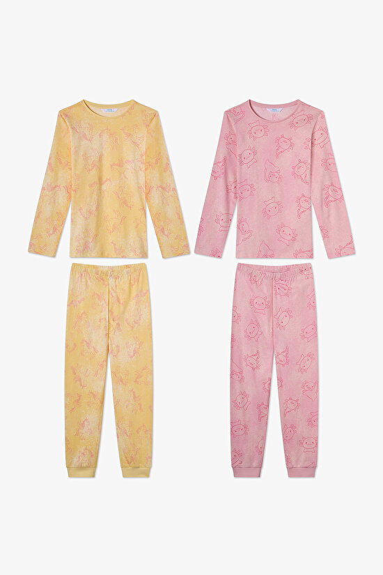 Pembe Kız Çocuk Flying 2'li Pijama Takımı - 1