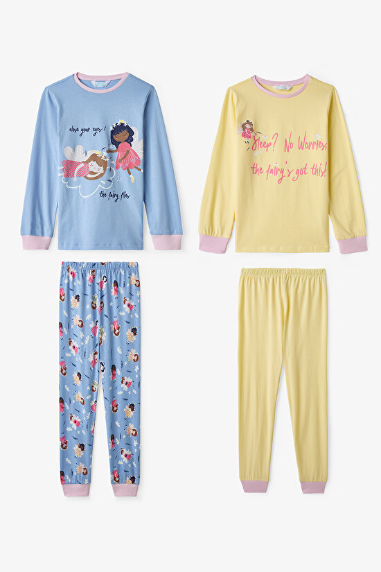 Mavi Kız Çocuk Sleep Fairy 2'li Pijama Takımı - 1