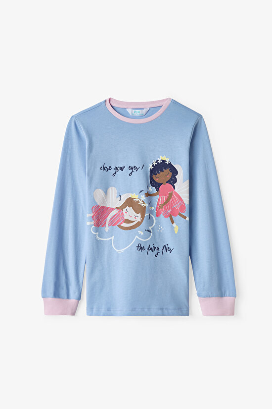 Mavi Kız Çocuk Sleep Fairy 2'li Pijama Takımı - 3