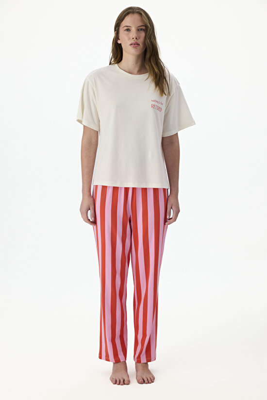 Lazy Stripes Pantolon Pijama Takımı - 1