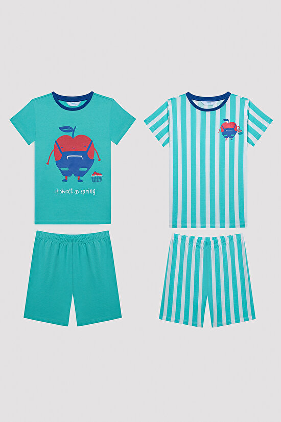 Erkek Çocuk Apples Çok Renkli 2li Pijama Takımı - 1