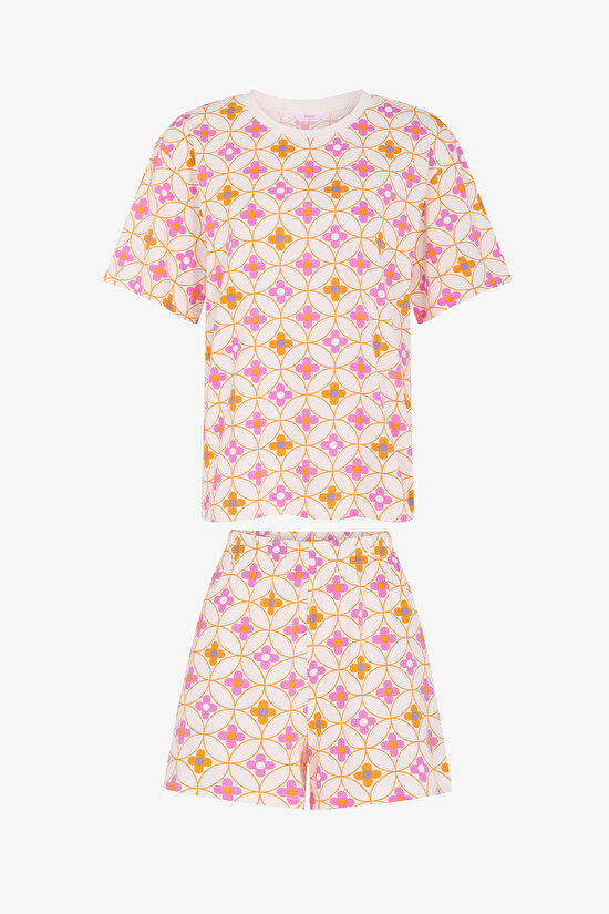 Flora Floral Short Sleeve Pyjama Set with Shorts - 1