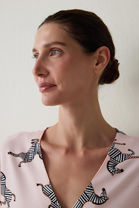 Penti Aging Light Pink Collagen Effect Shirt Collar Pajama Set Penti Aging Light Pink Collagen Effect Shirt Collar Pajama Set - 3