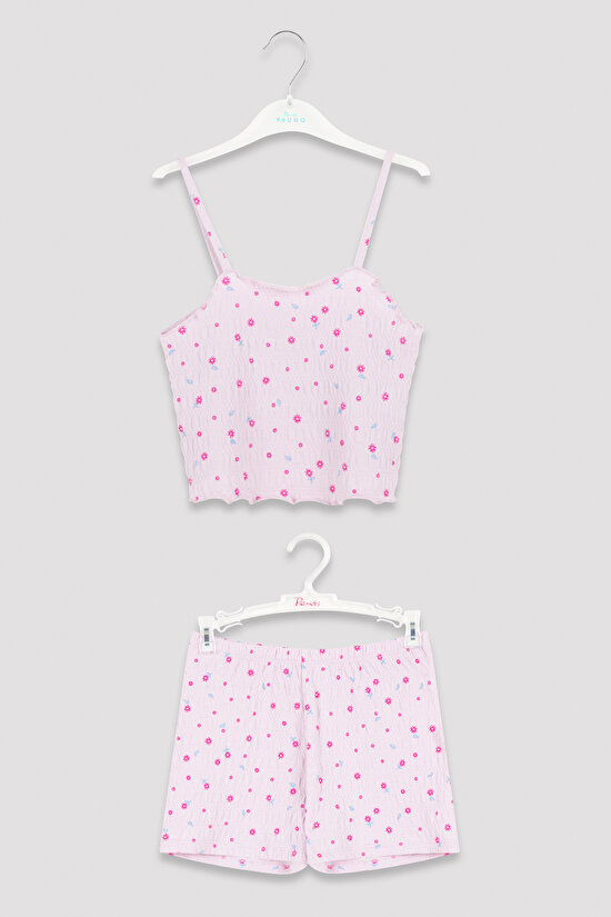 Açık Lila Kız Çocuk Flower 2li Pijama Takımı - 6