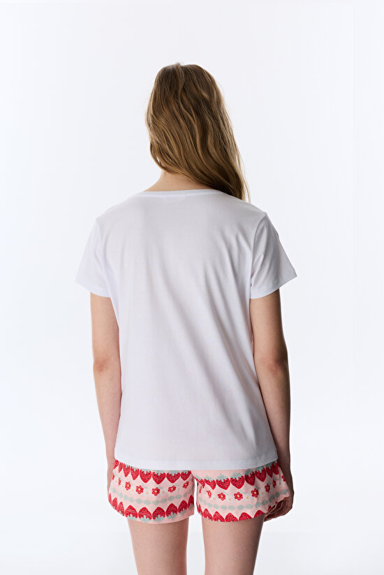 Optik Beyaz Berry-Licious Şortlu Pijama Takımı - 5