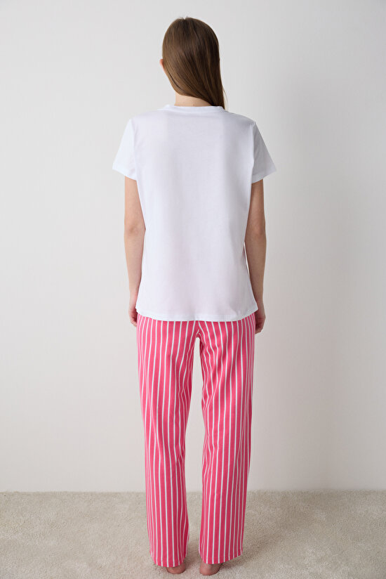Always Right Pantolon Çizgili Beyaz Pijama Takımı - Penti Loves Paris Koleksiyonu - 4